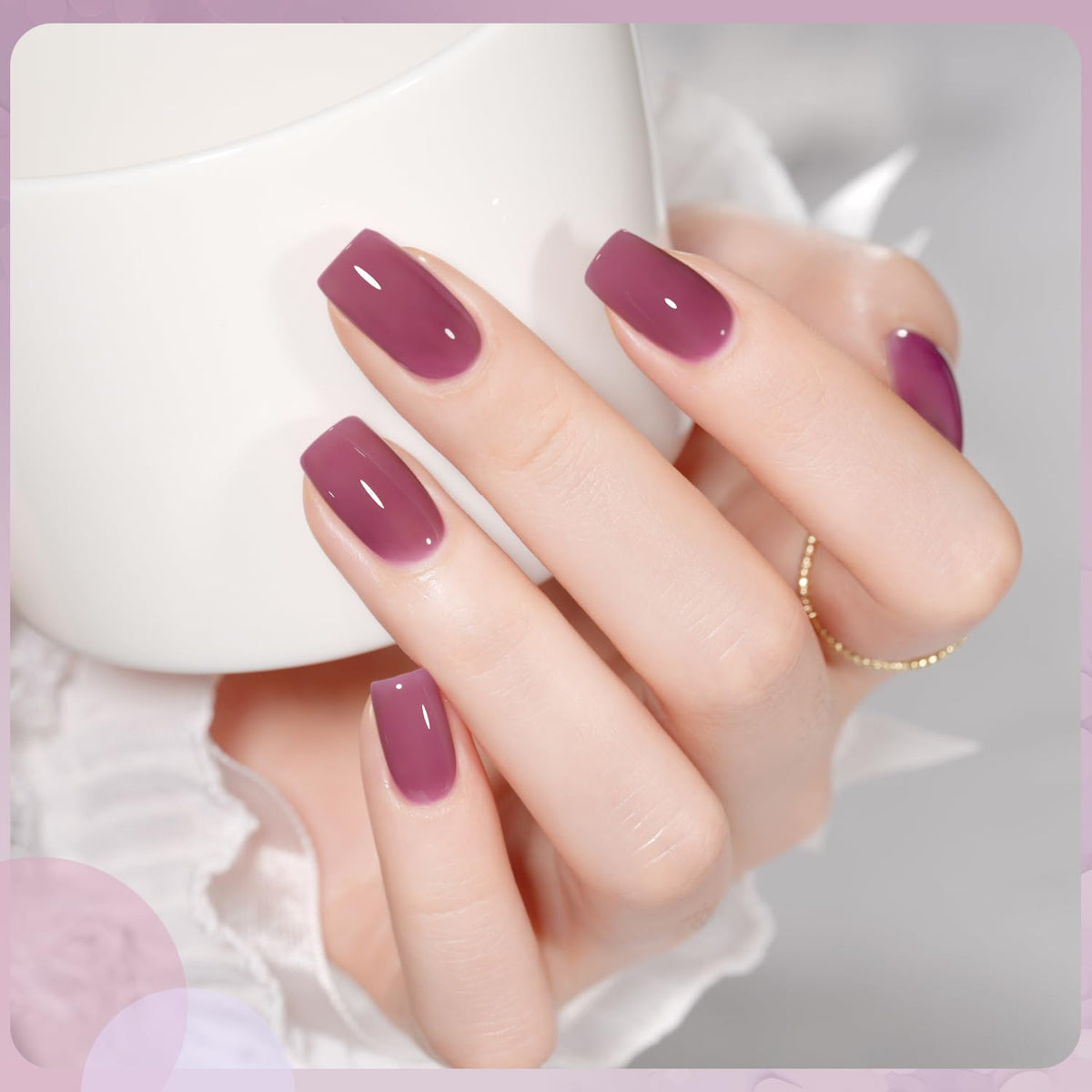 GAOY Jelly Purple Gel Nail Polish applied on nails