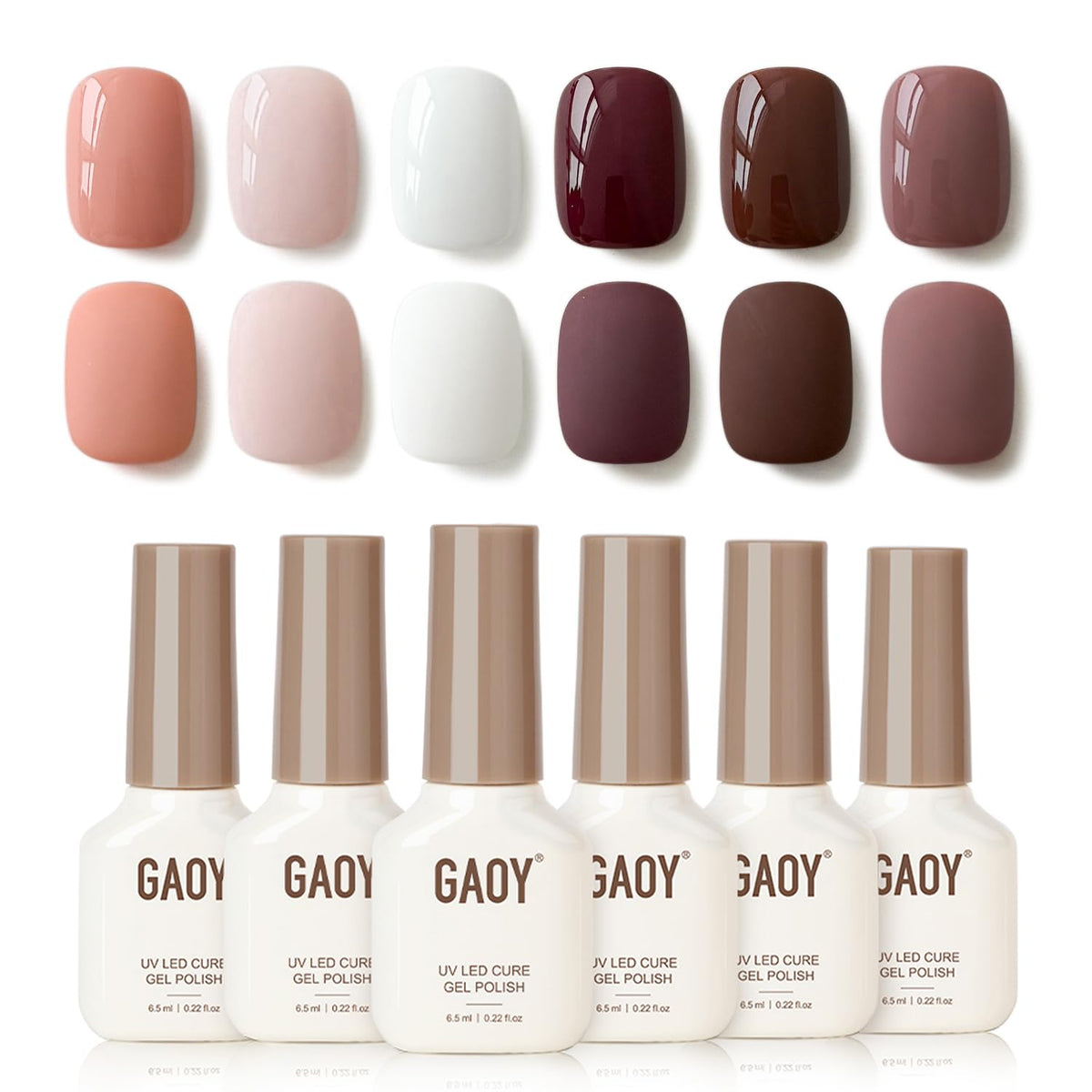 GAOY Mauve Gel Nail Polish Set with six bottles in various colours