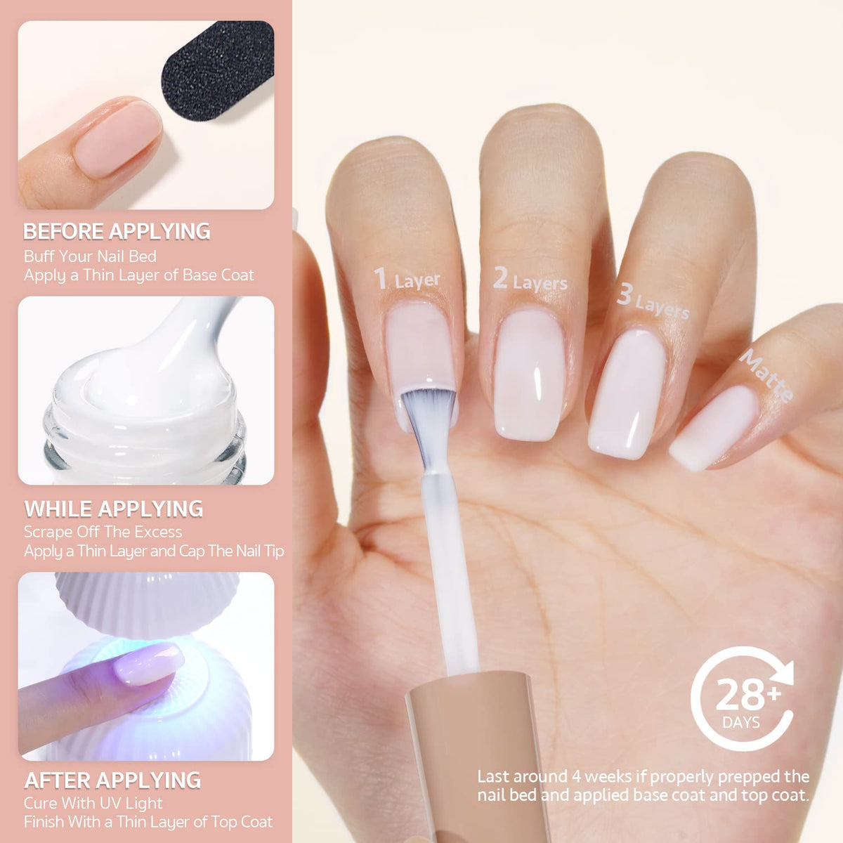GAOY Milky White Gel Nail Polish 16ml packaging