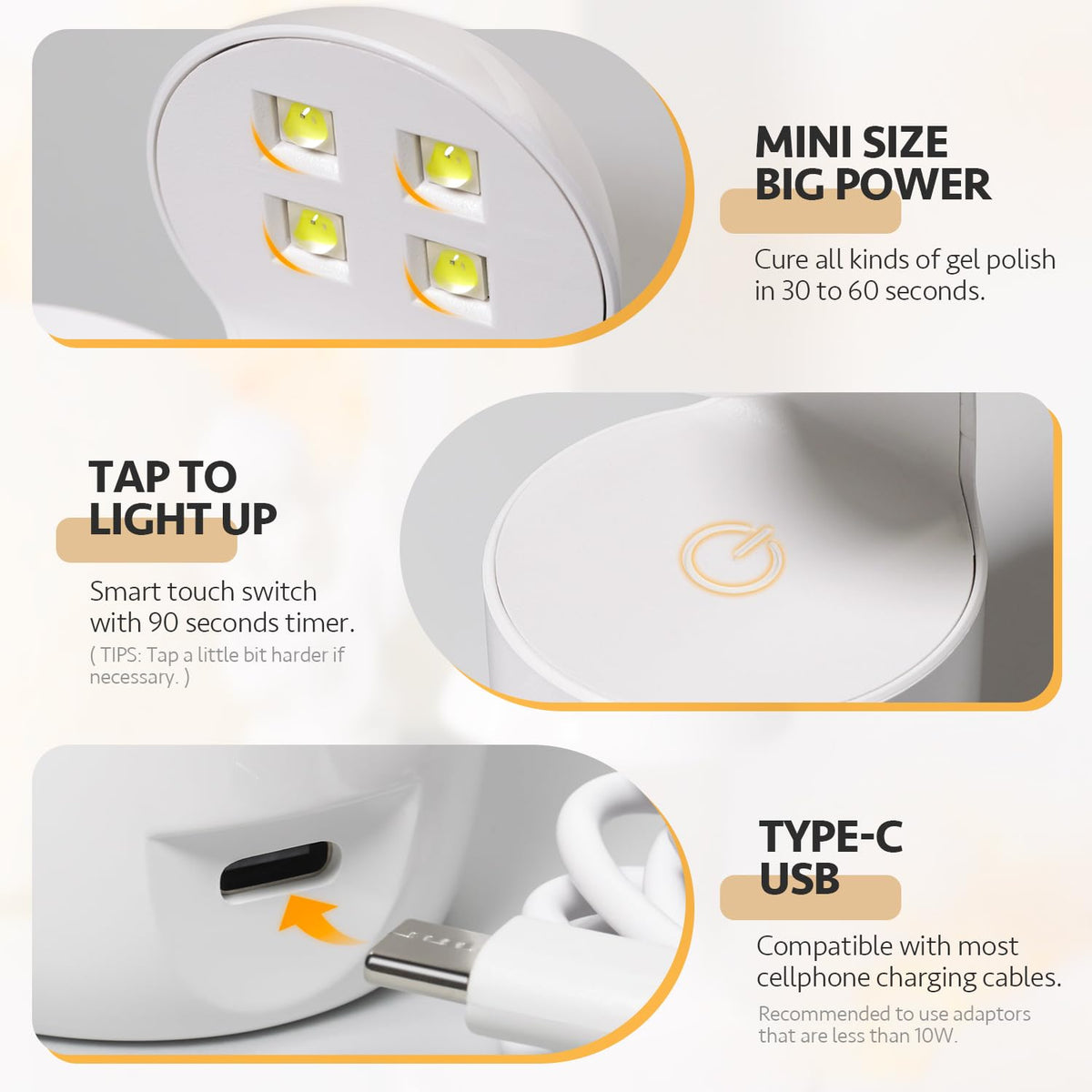 GAOY Mini UV Light with timer button close-up