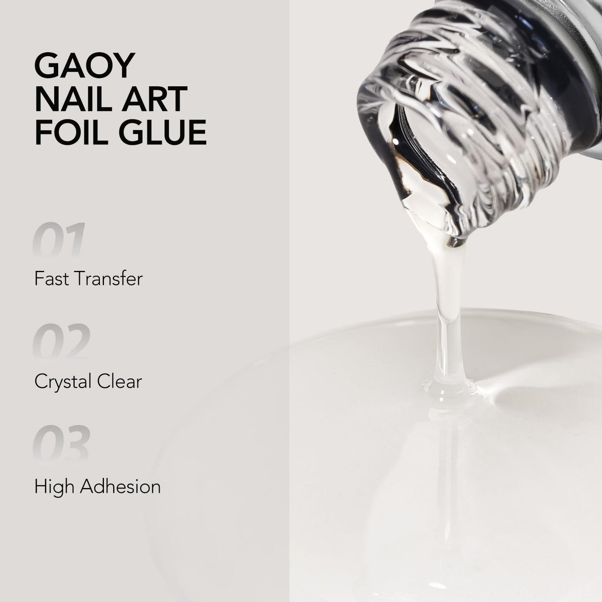 GAOY Nail Foil Glue packaging with instructions