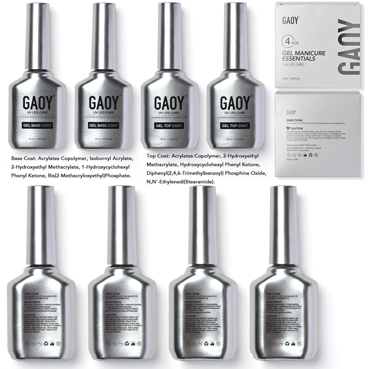 GAOY Nail Polish Set packaging and contents