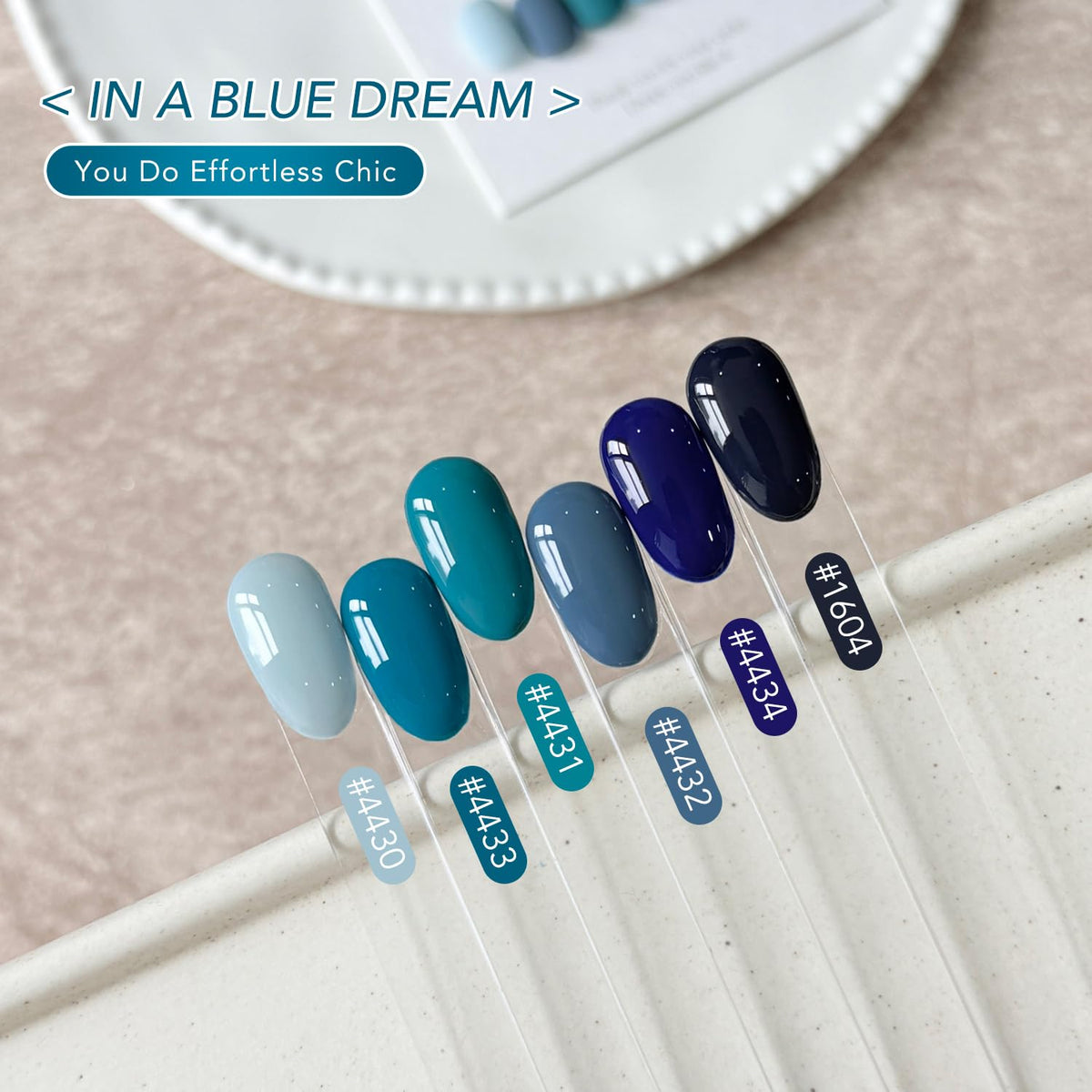 GAOY Navy Blue Gel Nail Polish set displayed with UV lamp