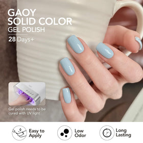 GAOY Navy Blue Gel Nail Polish set packaging on a table
