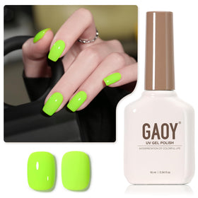 GAOY Neon Green Gel Nail Polish front view 16ml bottle