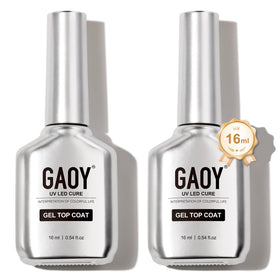 GAOY No Wipe Gel Top Coat 16ml front view with chrome silver design