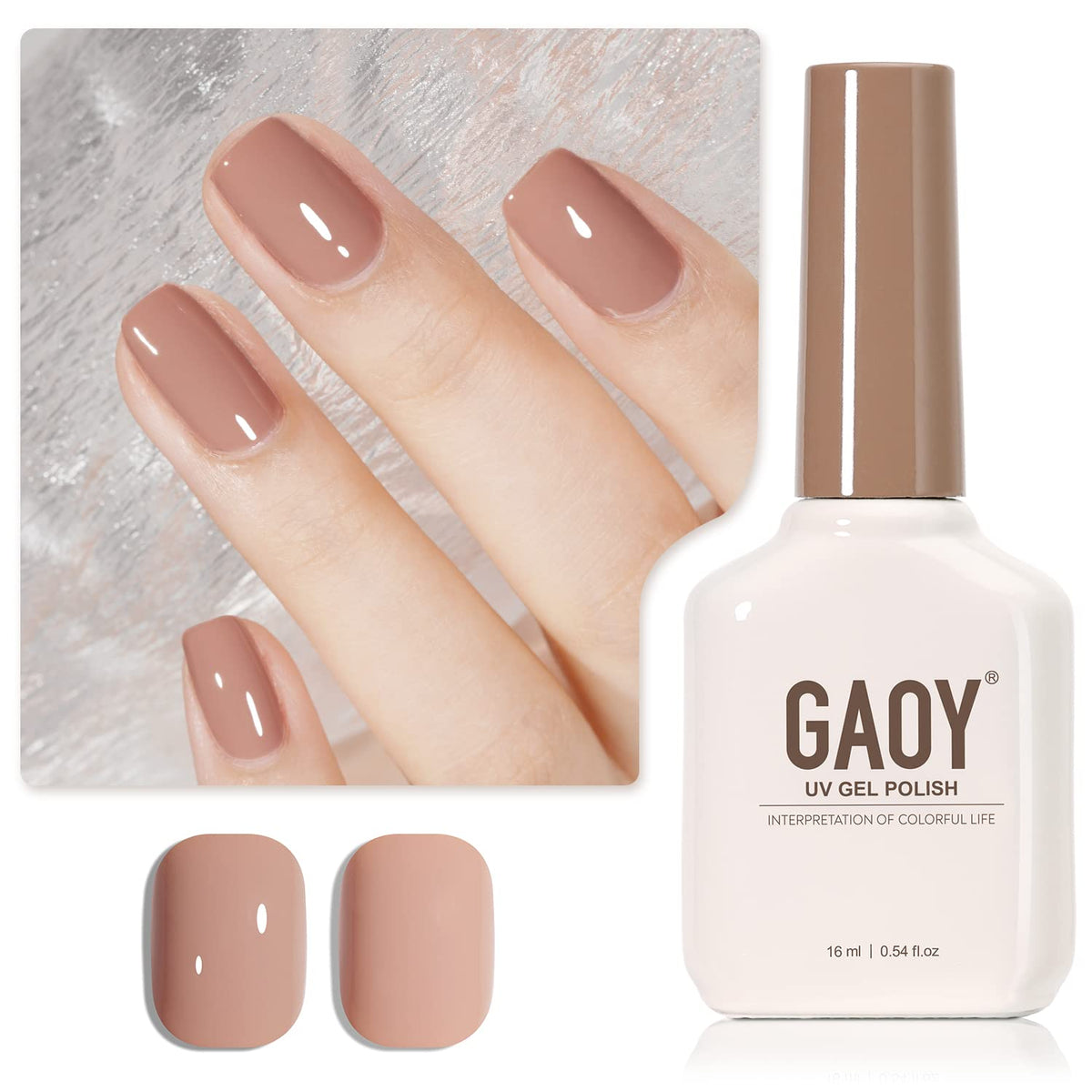 GAOY Nude Brown Gel Nail Polish 16ml front view