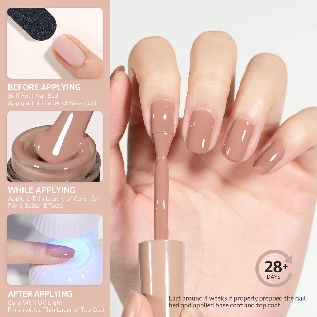 GAOY Nude Brown Gel Nail Polish bottle with label