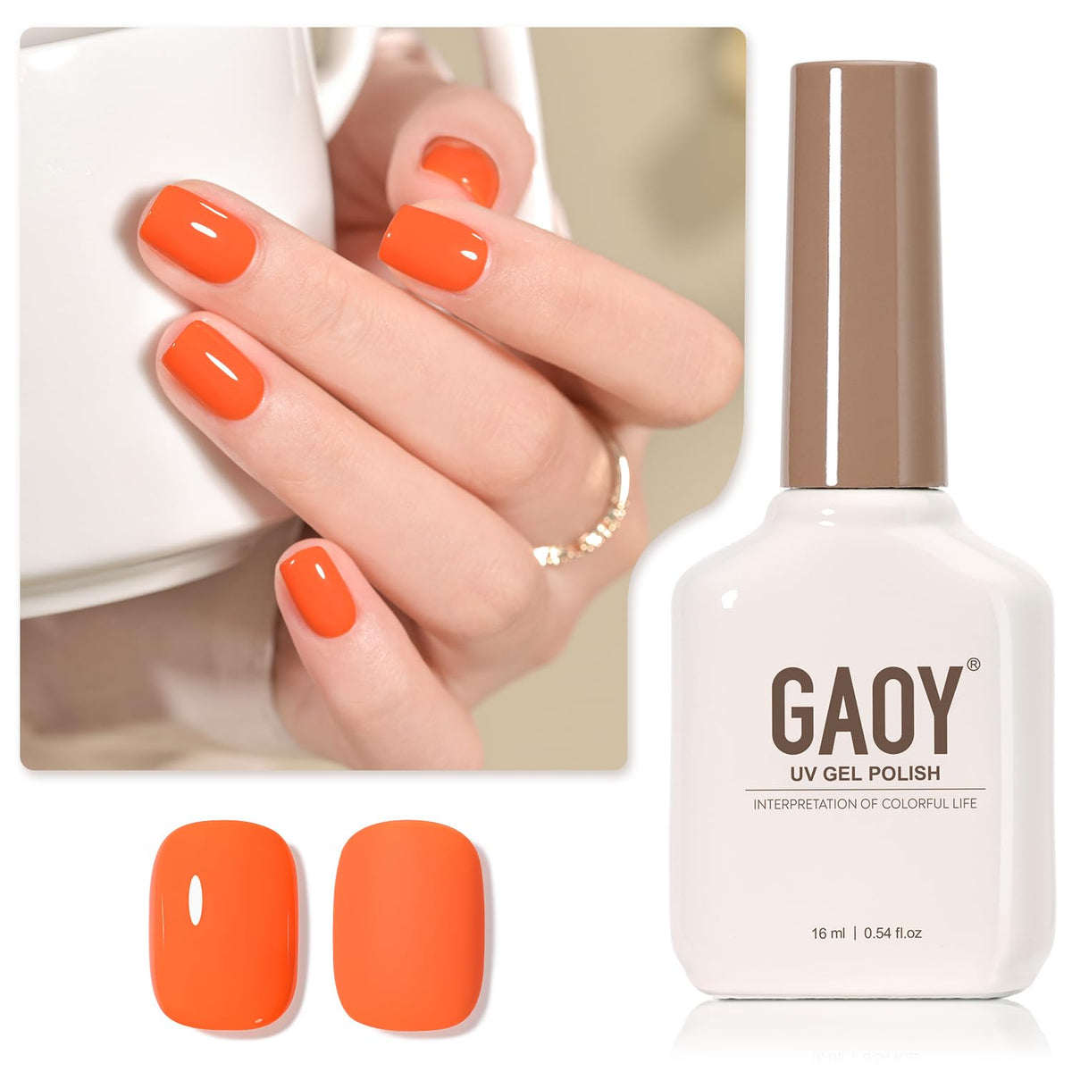 GAOY Orange Gel Nail Polish 16ml front view