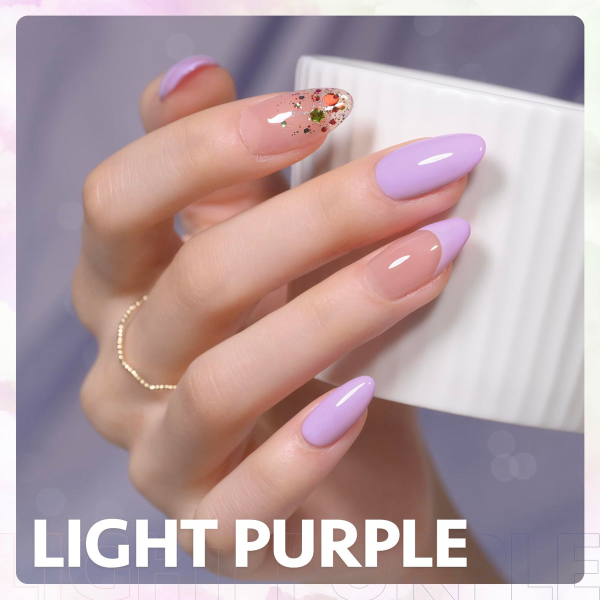 GAOY Pastel Gel Nail Polish 16ml Light Purple applied on nails
