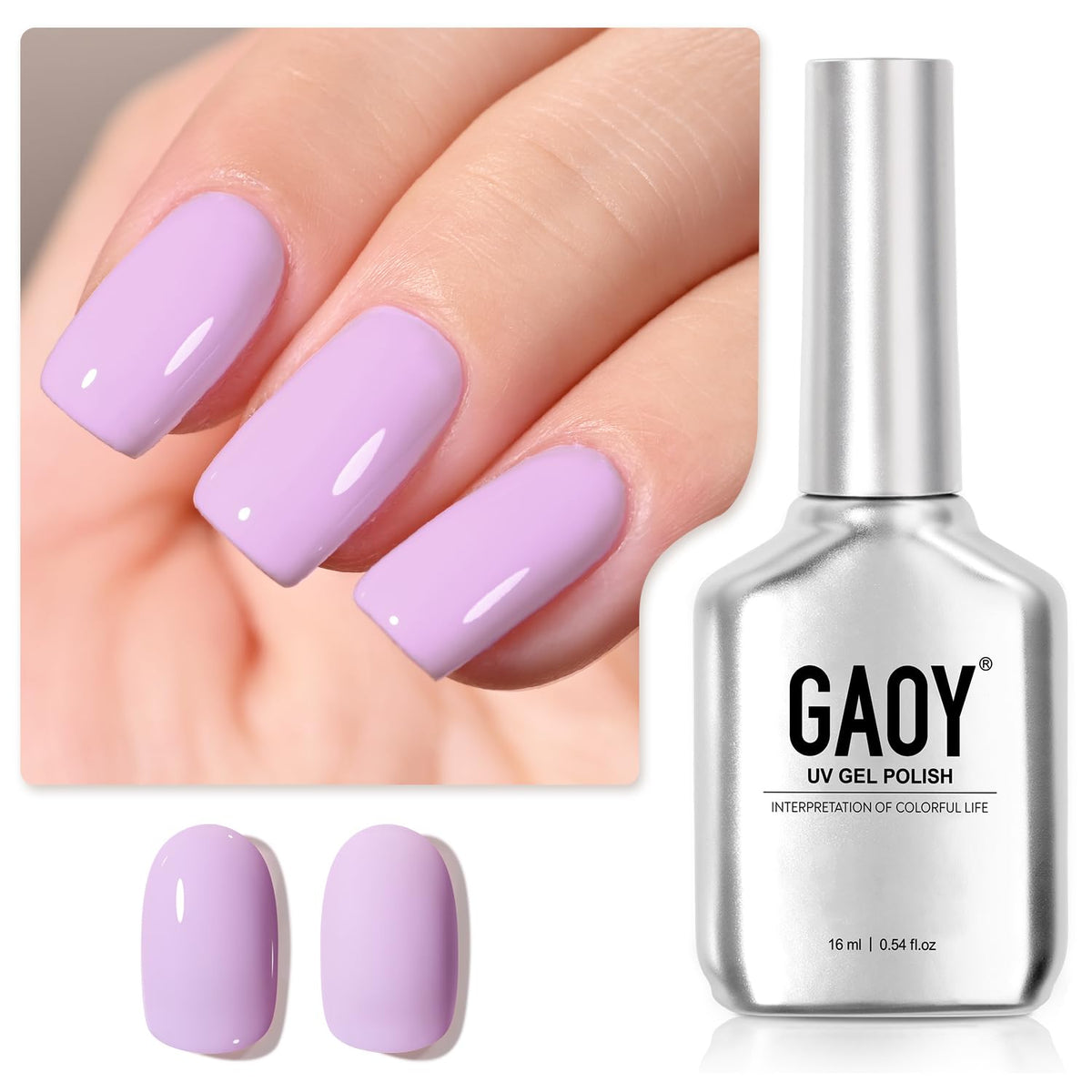 GAOY Pastel Gel Nail Polish 16ml Light Purple front view