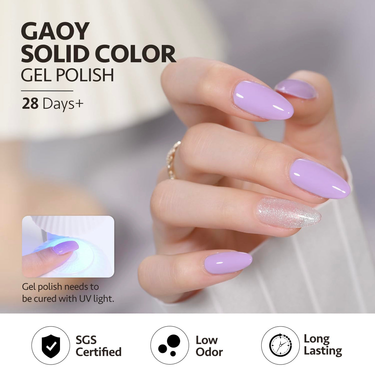 GAOY Pastel Gel Nail Polish 16ml Light Purple packaging