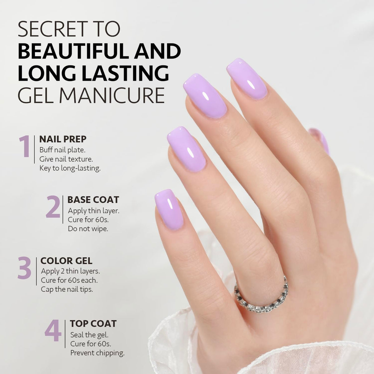 GAOY Pastel Gel Nail Polish 16ml Light Purple with nail art tools