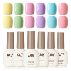 GAOY Pastel Gel Nail Polish Set with six colours front view