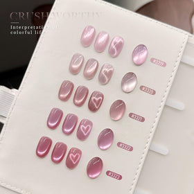 GAOY Pink Cat Eye Gel Nail Polish with magnet close-up