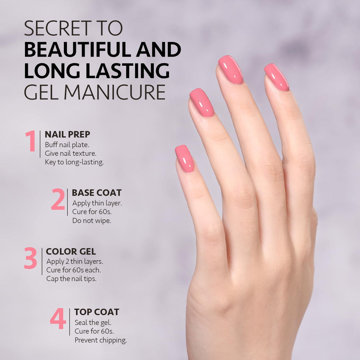 GAOY Pink Gel Nail Polish 16ml bottle with UV lamp