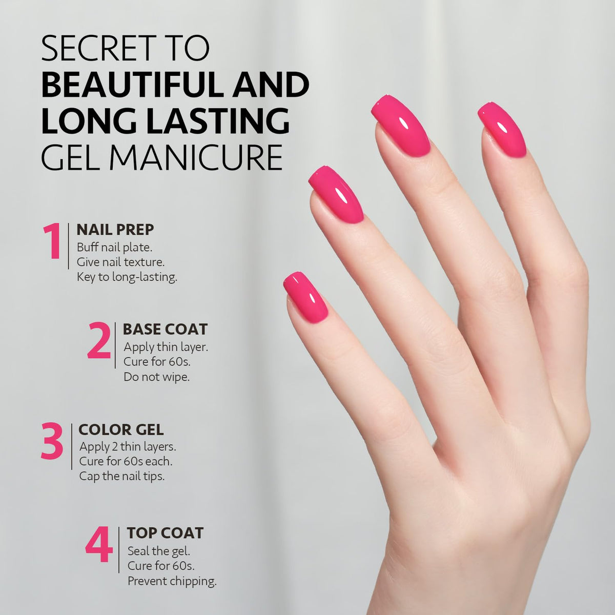 GAOY Pink Gel Nail Polish 16ml Bubblegum Pink application process