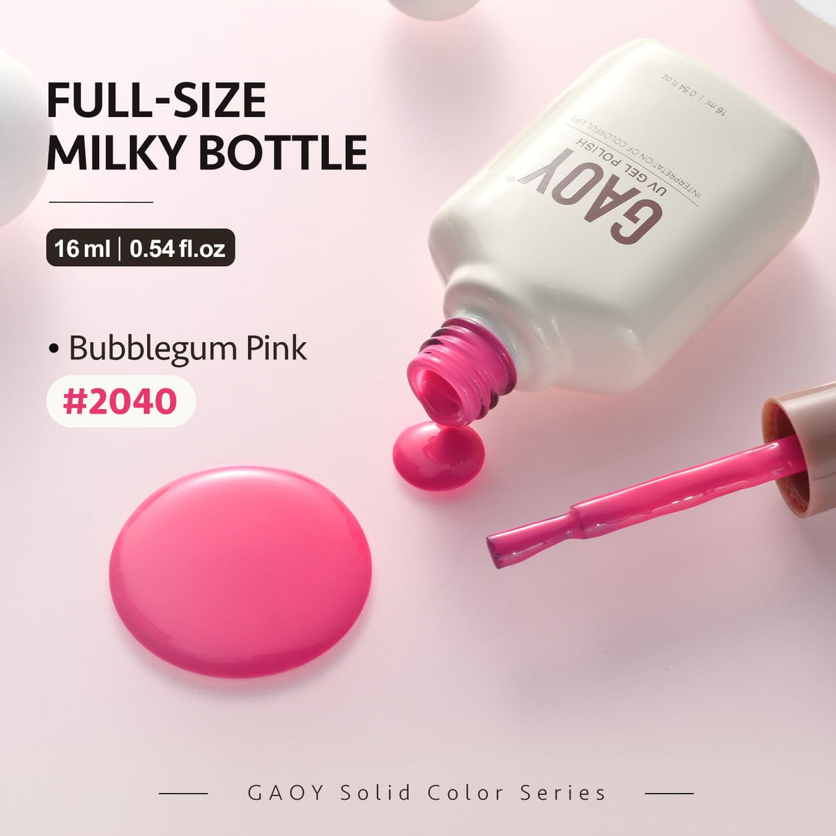GAOY Pink Gel Nail Polish 16ml Bubblegum Pink packaging