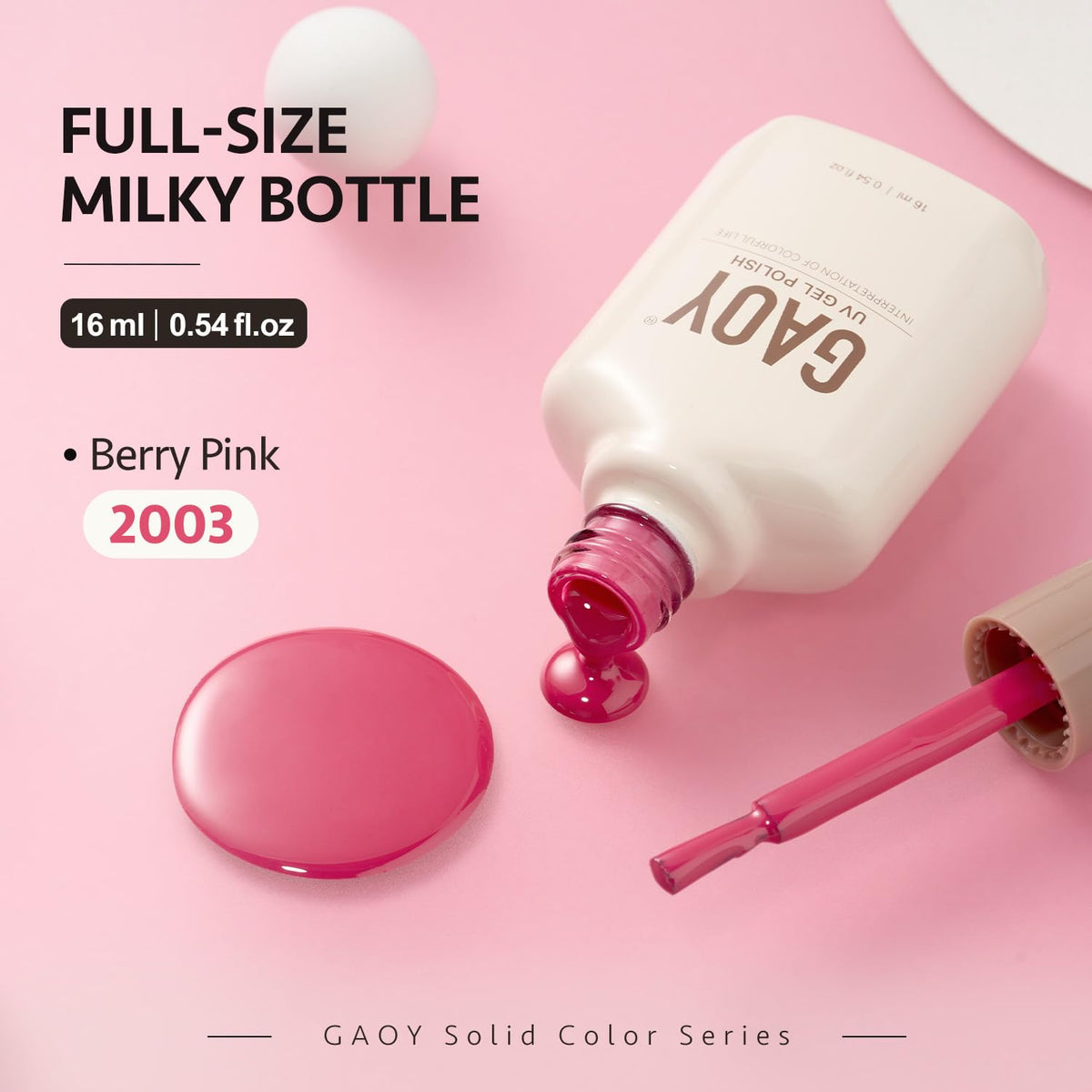 GAOY Pink Gel Nail Polish 16ml close-up of brush