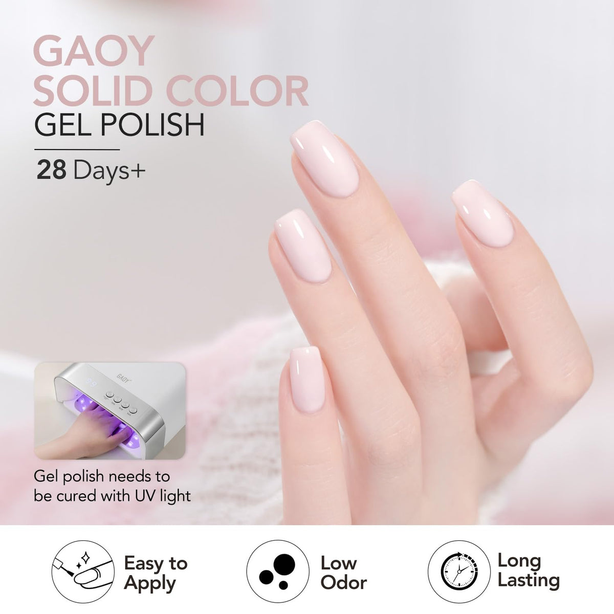 GAOY Pink Gel Nail Polish curing under UV lamp
