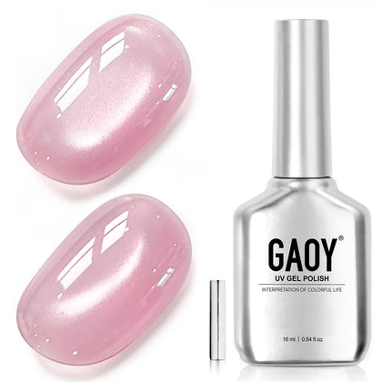 GAOY Pink Glassy Cat Eye Gel Nail Polish 16ml front view