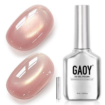 GAOY Pink Glassy Cat Eye Gel Nail Polish 16ml front view