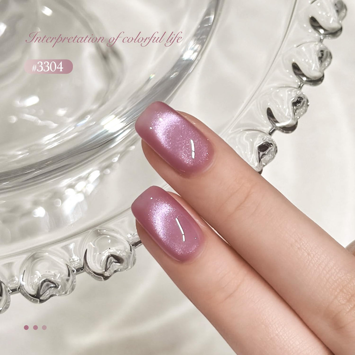 GAOY Pink Glassy Cat Eye Gel Nail Polish 16ml with cat eye magnet