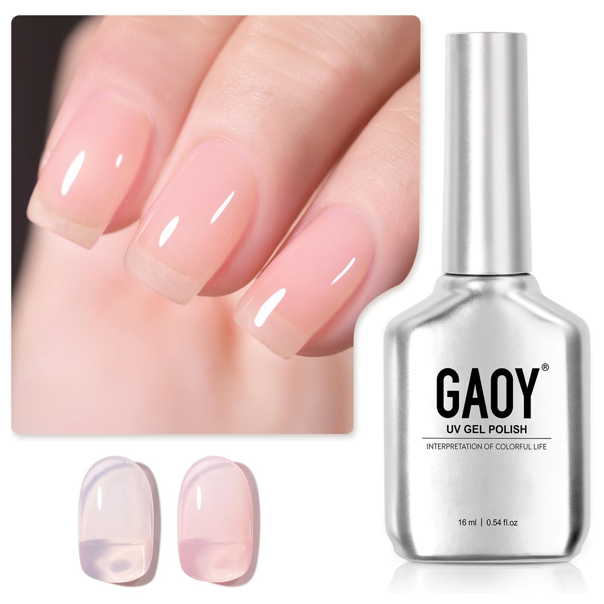 GAOY Pink Jelly Nude Gel Nail Polish 16ml front view