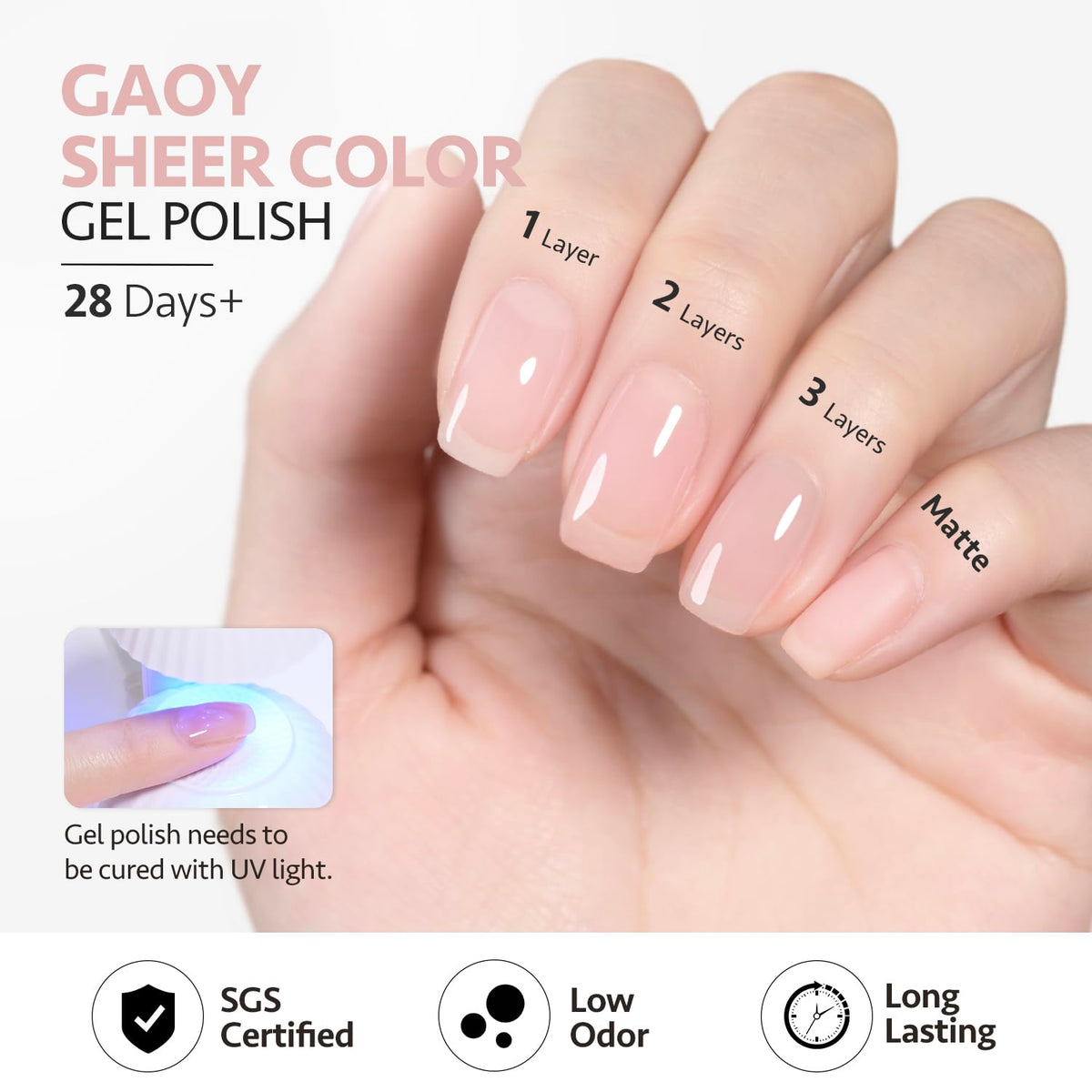 GAOY Pink Jelly Nude Gel Nail Polish close-up of texture