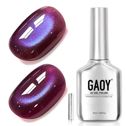 GAOY Purple Cat Eye Gel Nail Polish 16ml front view