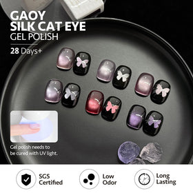 GAOY Purple Glitter Cat Eye Gel Polish set packaging