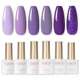GAOY Purple Lavender Gel Nail Polish Set with six bottles