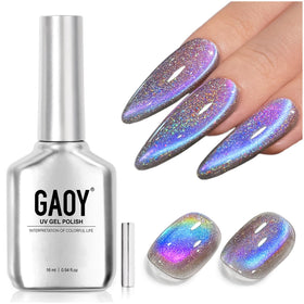 GAOY Rainbow Cat Eye Gel Nail Polish 16ml blue gray glitter front view