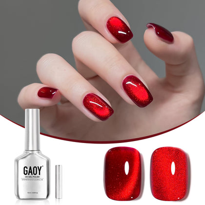 GAOY Red Cat Eye Gel Nail Polish 16ml bottle front view