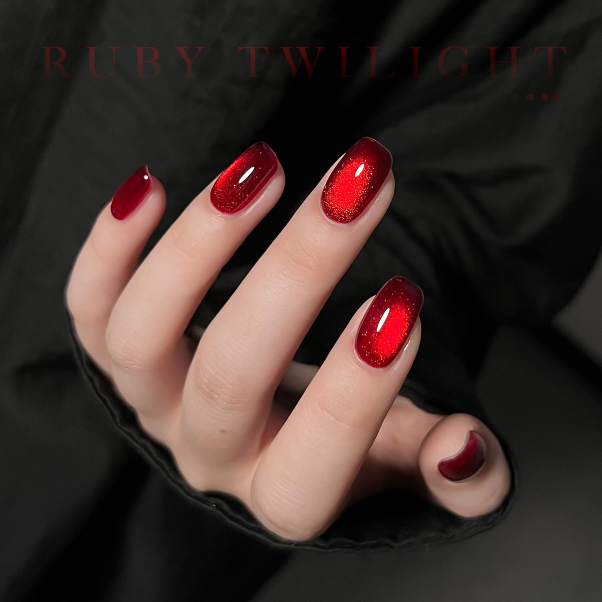 GAOY Red Cat Eye Gel Nail Polish applied on nails