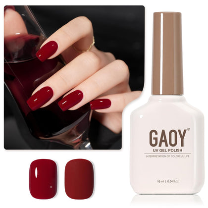 GAOY Red Gel Nail Polish 16ml Burgundy Red front view