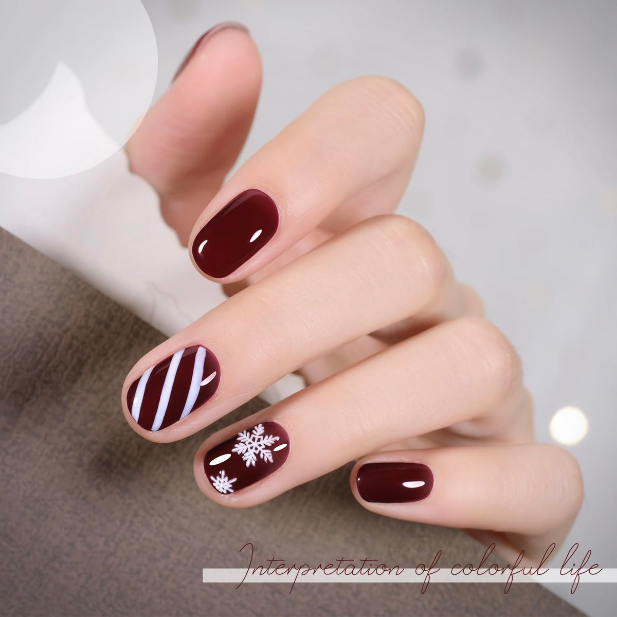 GAOY Red Gel Nail Polish 16ml dark red cherry applied on nails