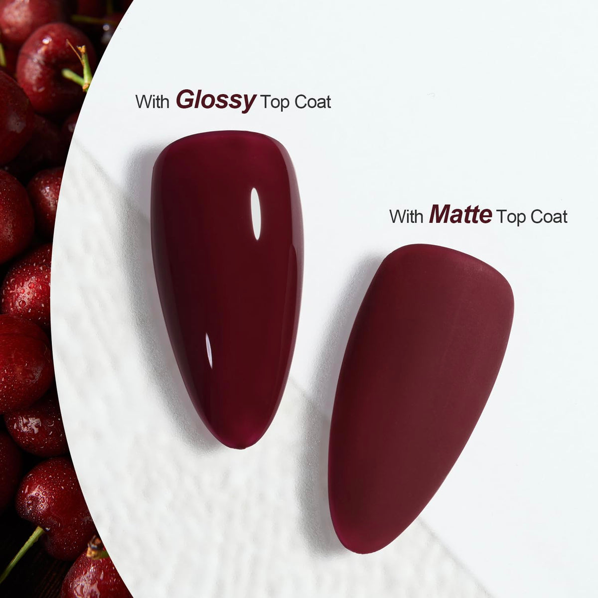 GAOY Red Gel Nail Polish 16ml dark red cherry bottle side view