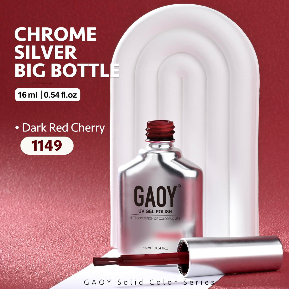 GAOY Red Gel Nail Polish 16ml dark red cherry bottle top view