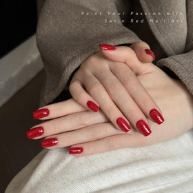 GAOY Red Gel Nail Polish 16ml satin red application on nails