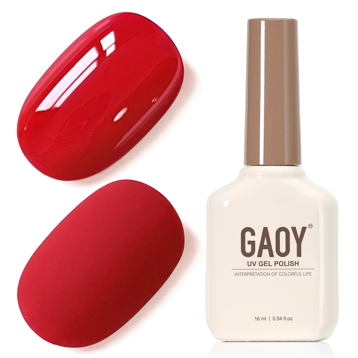GAOY Red Gel Nail Polish 16ml satin red bottle front view