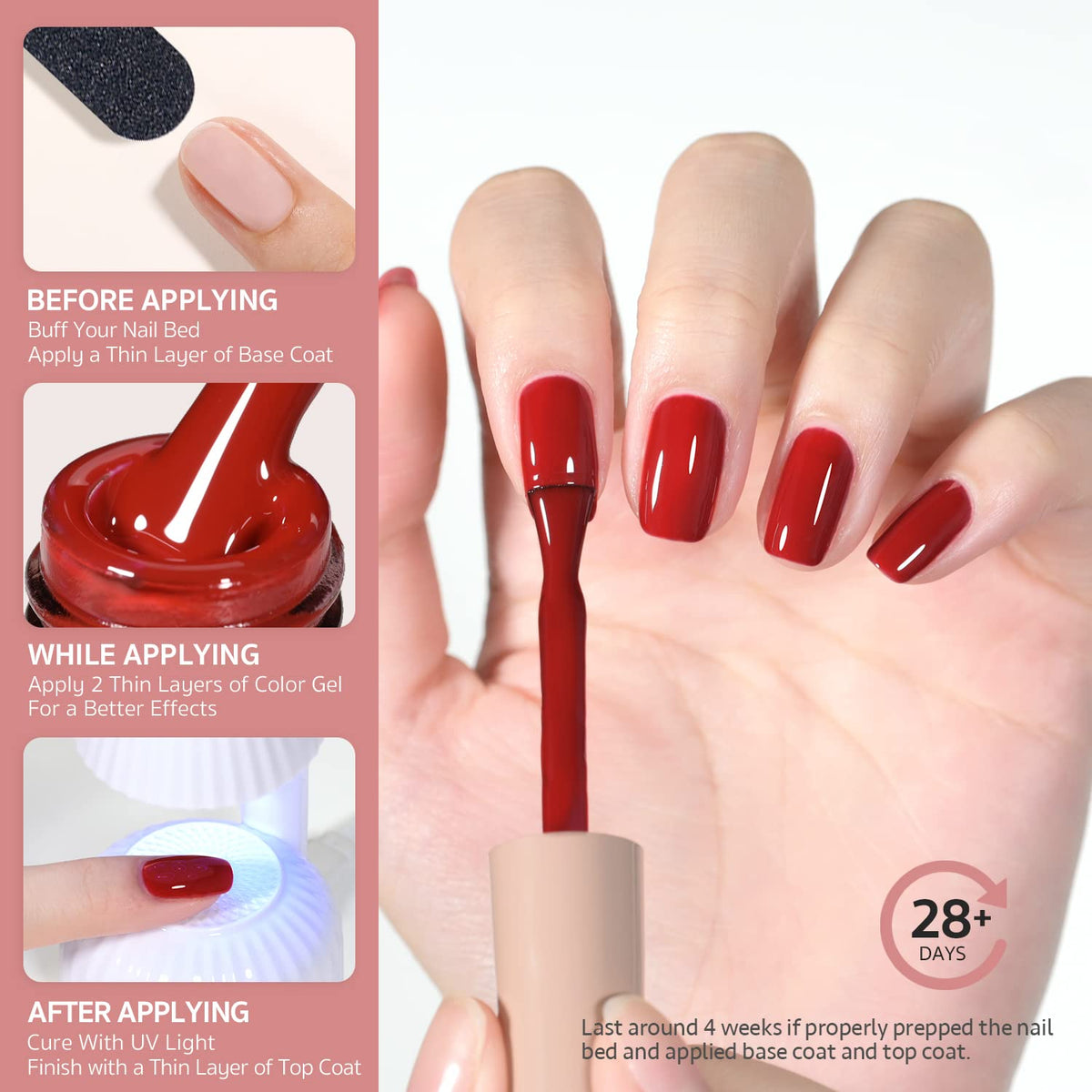 GAOY Ruby Red Gel Nail Polish 16ml bottle with cap