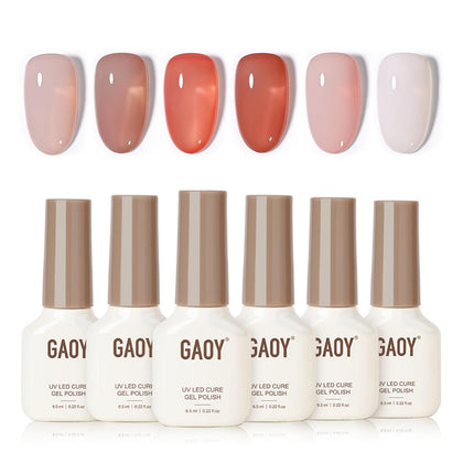 GAOY Sheer Jelly Gel Nail Polish Kit with six colours front view