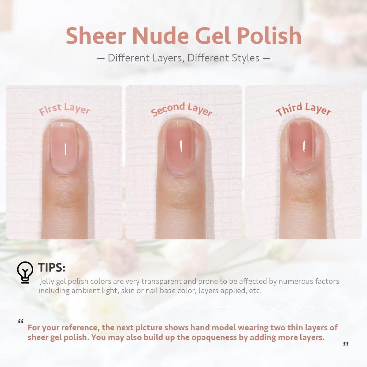 GAOY Sheer Nude Gel Nail Polish 16ml bottle side view