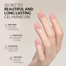 GAOY Sheer Pink Nude Gel Nail Polish curing under UV lamp