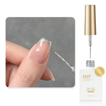 GAOY Silver Glitter Gel Nail Polish 12ml bottle front view