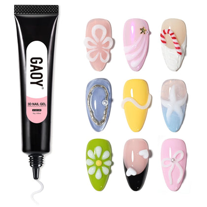 GAOY White 3D Nail Gel 15g tube front view