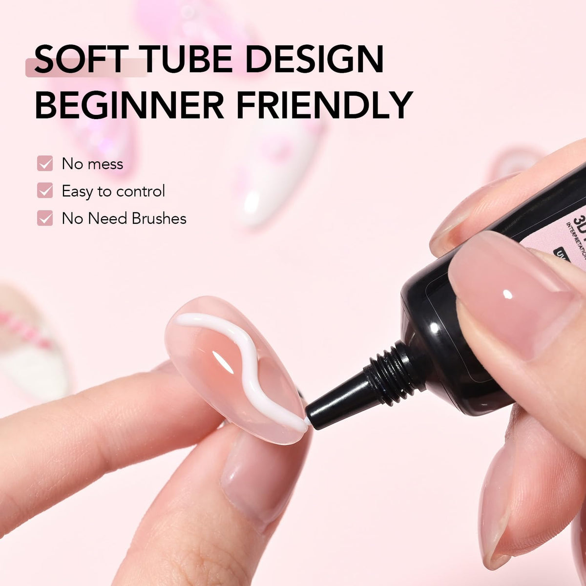 GAOY White 3D Nail Gel tube with nail art designs