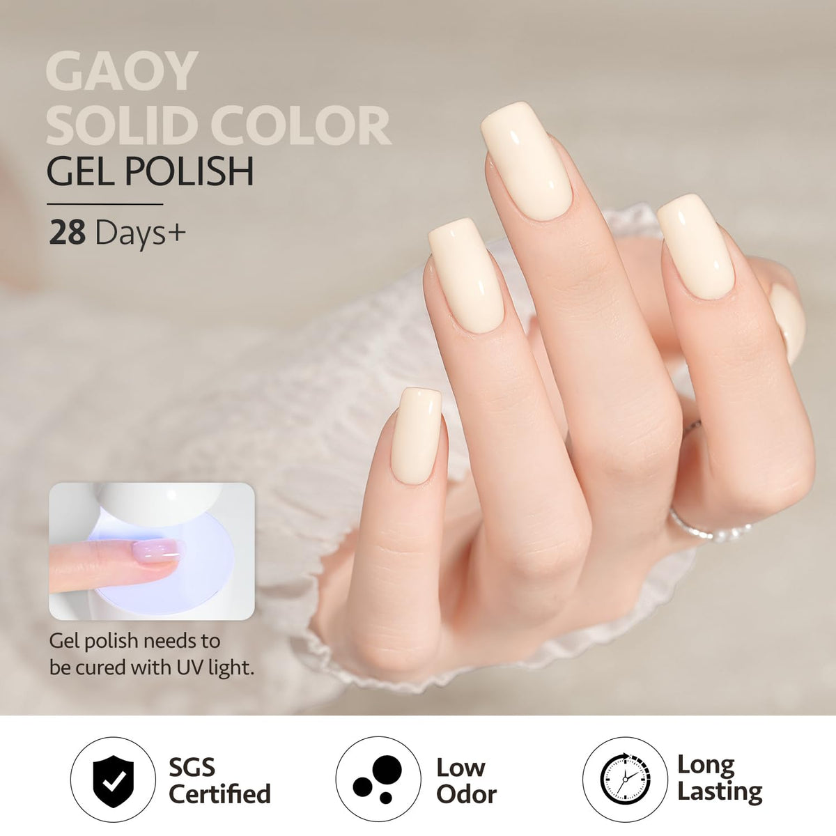 GAOY White Gel Nail Polish with UV lamp