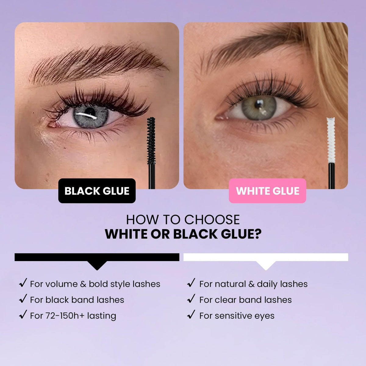 GAQQI Lash Bond and Seal 10ml in use with lashes
